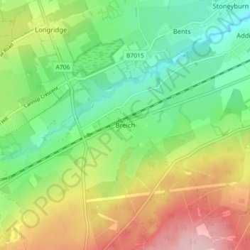 Mapa topográfico Breich, altitud, relieve