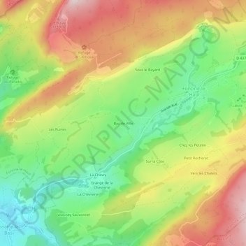 Mapa topográfico Bas de Ville, altitud, relieve