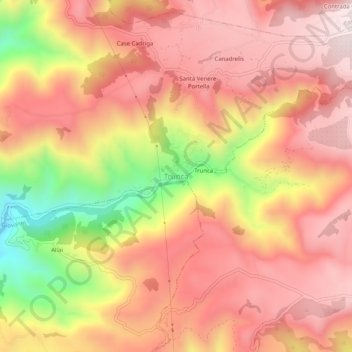 Mapa topográfico Trunca, altitud, relieve