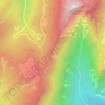 Mapa topográfico Col de la Faïta, altitud, relieve