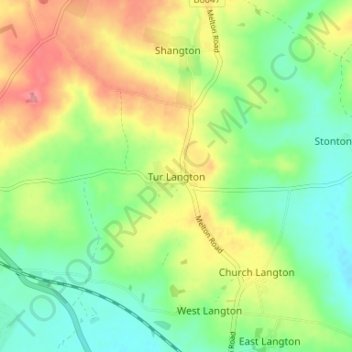 Mapa topográfico Tur Langton, altitud, relieve