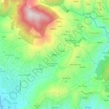 Mapa topográfico Golzio, altitud, relieve