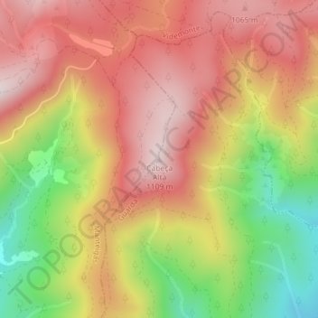 Mapa topográfico Cabeça Alta, altitud, relieve