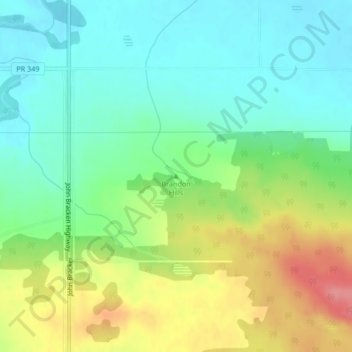 Mapa topográfico Brandon Hills, altitud, relieve