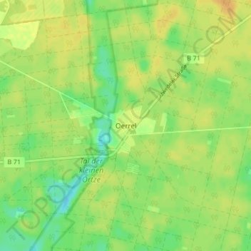 Mapa topográfico Oerrel, altitud, relieve