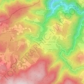 Mapa topográfico Labrespy, altitud, relieve
