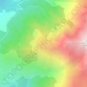 Mapa topográfico Les Fontanioux, altitud, relieve