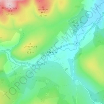 Mapa topográfico Glespin, altitud, relieve