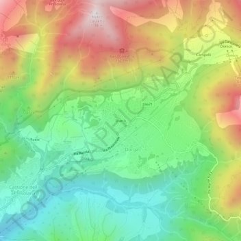Mapa topográfico Bratto, altitud, relieve