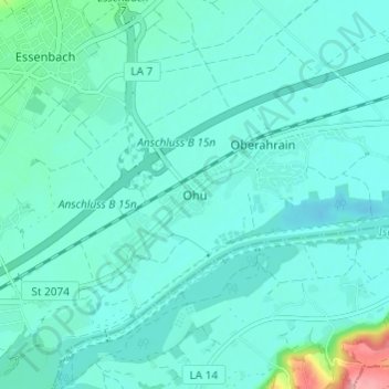 Mapa topográfico Ohu, altitud, relieve