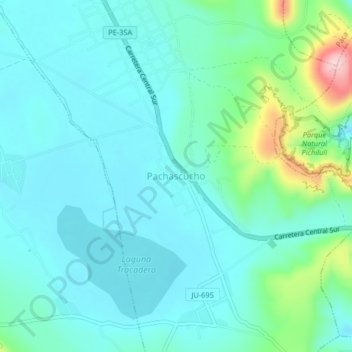 Mapa topográfico Pachascucho, altitud, relieve