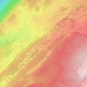 Mapa topográfico Les Raisses, altitud, relieve