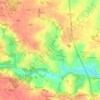 Mapa topográfico Muzon, altitud, relieve
