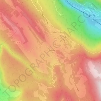 Mapa topográfico La Rivolière, altitud, relieve