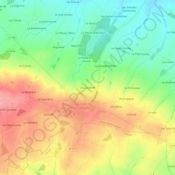 Mapa topográfico Les Gaschets, altitud, relieve