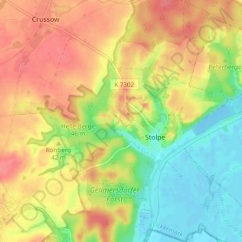 Mapa topográfico Stolper Mühle, altitud, relieve