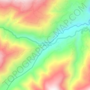 Mapa topográfico Las Mesitas, altitud, relieve