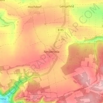 Mapa topográfico Neckeroda, altitud, relieve