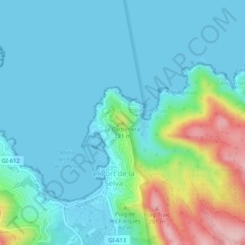 Mapa topográfico la Carbonera, altitud, relieve