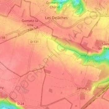 Mapa topográfico La Brosse, altitud, relieve