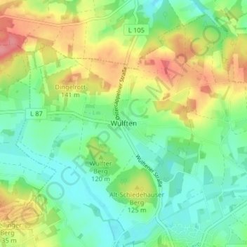 Mapa topográfico Wulften, altitud, relieve