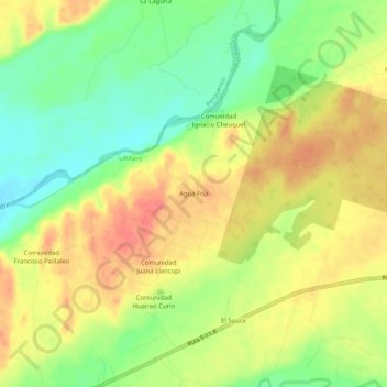 Mapa topográfico Agua Fría, altitud, relieve