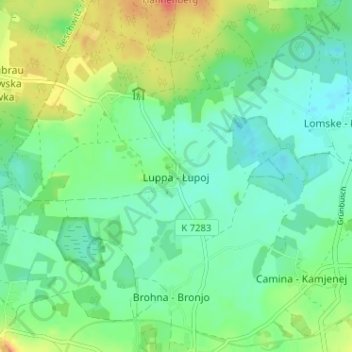 Mapa topográfico Luppa, altitud, relieve