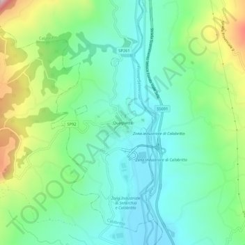 Mapa topográfico Quaglietta, altitud, relieve