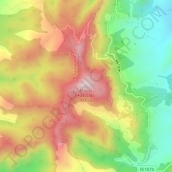 Mapa topográfico Monte Fuscaldo, altitud, relieve