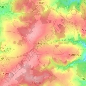 Mapa topográfico Zoghaus, altitud, relieve