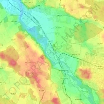 Mapa topográfico St. Georgen, altitud, relieve