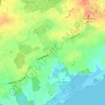 Mapa topográfico Ludwigsburg, altitud, relieve