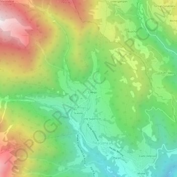 Mapa topográfico Lanza, altitud, relieve