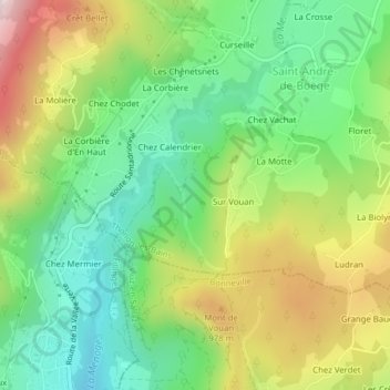 Mapa topográfico Vouan, altitud, relieve