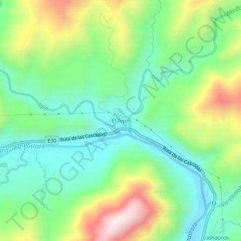 Mapa topográfico El Topo, altitud, relieve