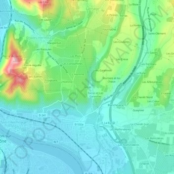 Mapa topográfico Torras, altitud, relieve
