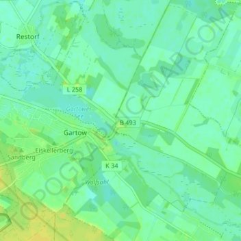 Mapa topográfico Quarnstedt, altitud, relieve
