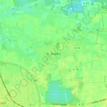 Mapa topográfico St. Hubert, altitud, relieve