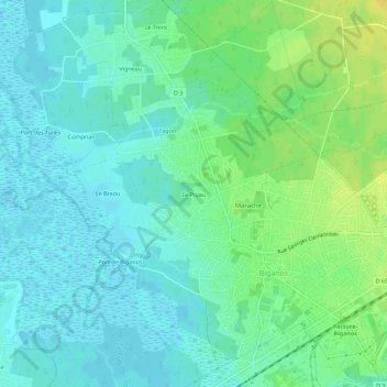 Mapa topográfico Le Pujau, altitud, relieve