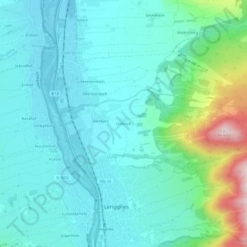 Mapa topográfico Unterluß, altitud, relieve