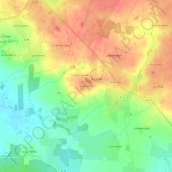 Mapa topográfico Beauchêne, altitud, relieve