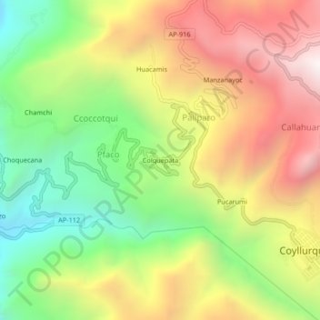 Mapa topográfico Colquepata, altitud, relieve