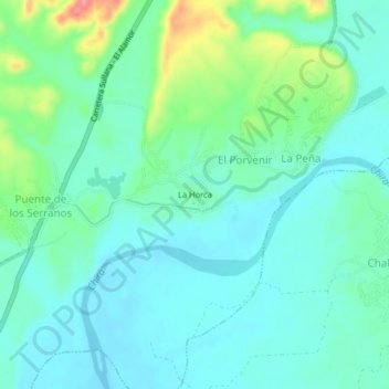 Mapa topográfico La Horca, altitud, relieve