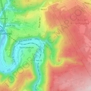 Mapa topográfico Sedoz, altitud, relieve