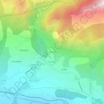 Mapa topográfico Les Granes, altitud, relieve