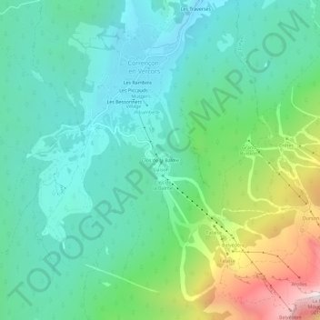 Mapa topográfico Clos de la Balme, altitud, relieve