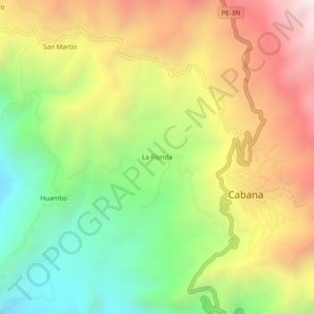 Mapa topográfico La Florida, altitud, relieve