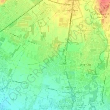 Mapa topográfico Oreno, altitud, relieve