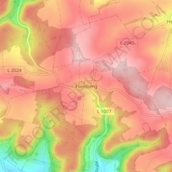 Mapa topográfico Flinsberg, altitud, relieve
