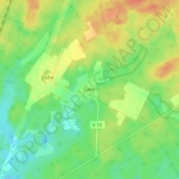 Mapa topográfico Dalle, altitud, relieve